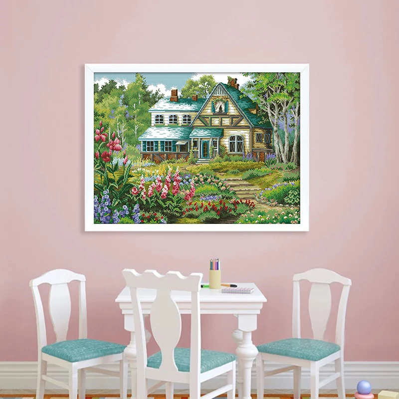 Joy Sunday Cross Stitch Kit Flowers Garden Fairy Tale House Pattern 14CT11CT Print Embroidery Needlework Kit for Home Decoration
Joy Sunday Cross Stitch Kit Flowers Garden Fairy Tale House Pattern 14CT11CT Print Embroidery Needlework Kit for Home Decoration