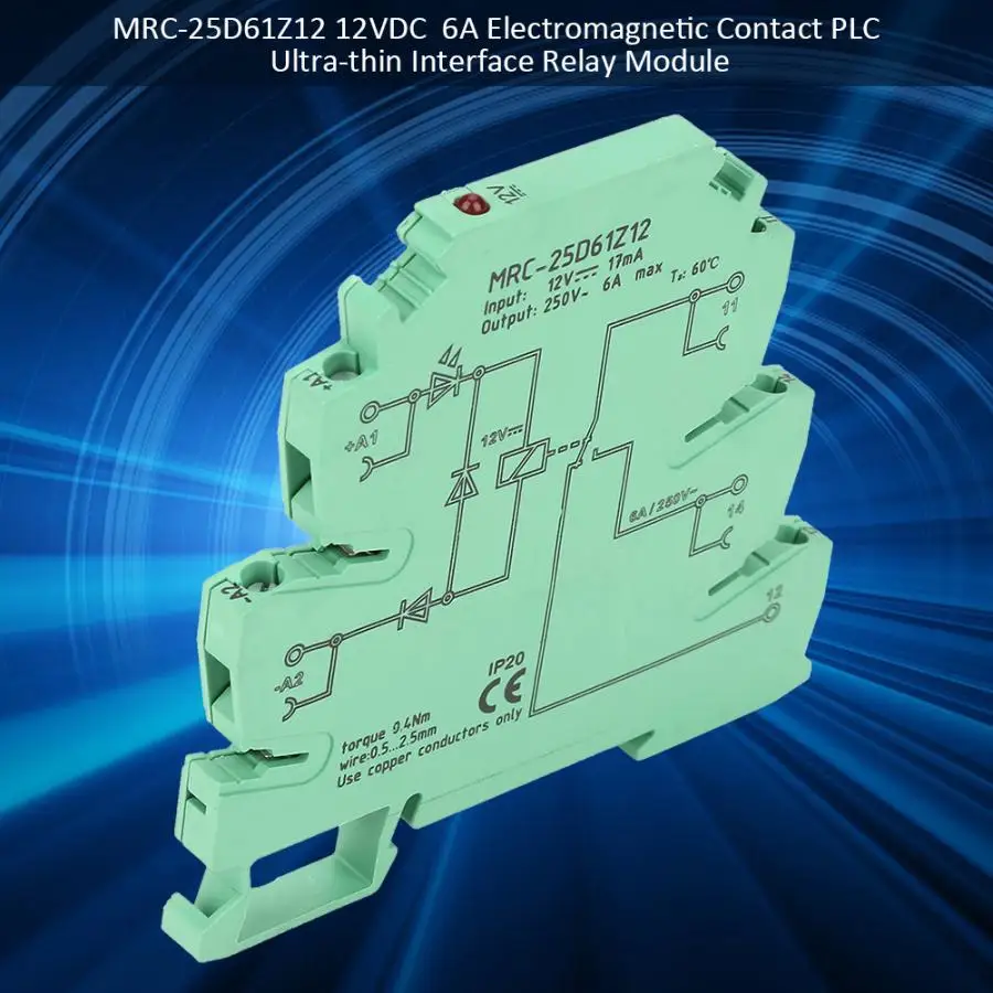 MRC-25D61Z12 12VDC 6A Electromagnetic Contact Interface Relay Module 1NO 1 NC PLC Ultra-thin Relay
MRC-25D61Z12 12VDC 6A Electromagnetic Contact Interface Relay Module 1NO 1 NC PLC Ultra-thin Relay
