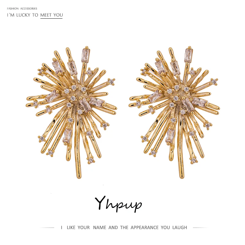 Yhpup новые деликатные блестящие серьги с цирконием кубической огранки