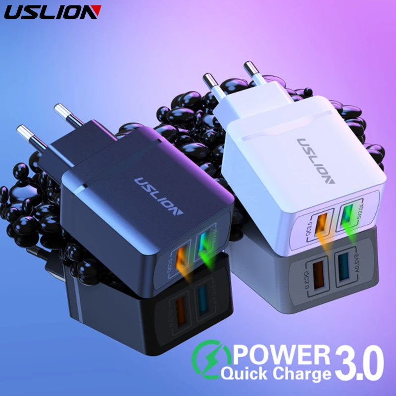 USLION 28W 3.0 Dual USB Charge QC 3.0 Fast Charging EU Plug Adapter Wall Mobile Phone Charger for iPhone Samsung Xiaomi Huawei
USLION 28W 3.0 Dual USB Charge QC 3.0 Fast Charging EU Plug Adapter Wall Mobile Phone Charger for iPhone Samsung Xiaomi Huawei