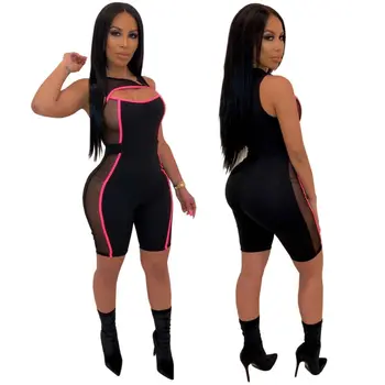 Neon Color Stripe Mesh Insert Fitted Romper Women 2020 Summer Sexy Playsuit See Through Zipper Bodycon Jumpsuit Short Streetwear
Neon Color Stripe Mesh Insert Fitted Romper Women 2020 Summer Sexy Playsuit See Through Zipper Bodycon Jumpsuit Short Streetwear