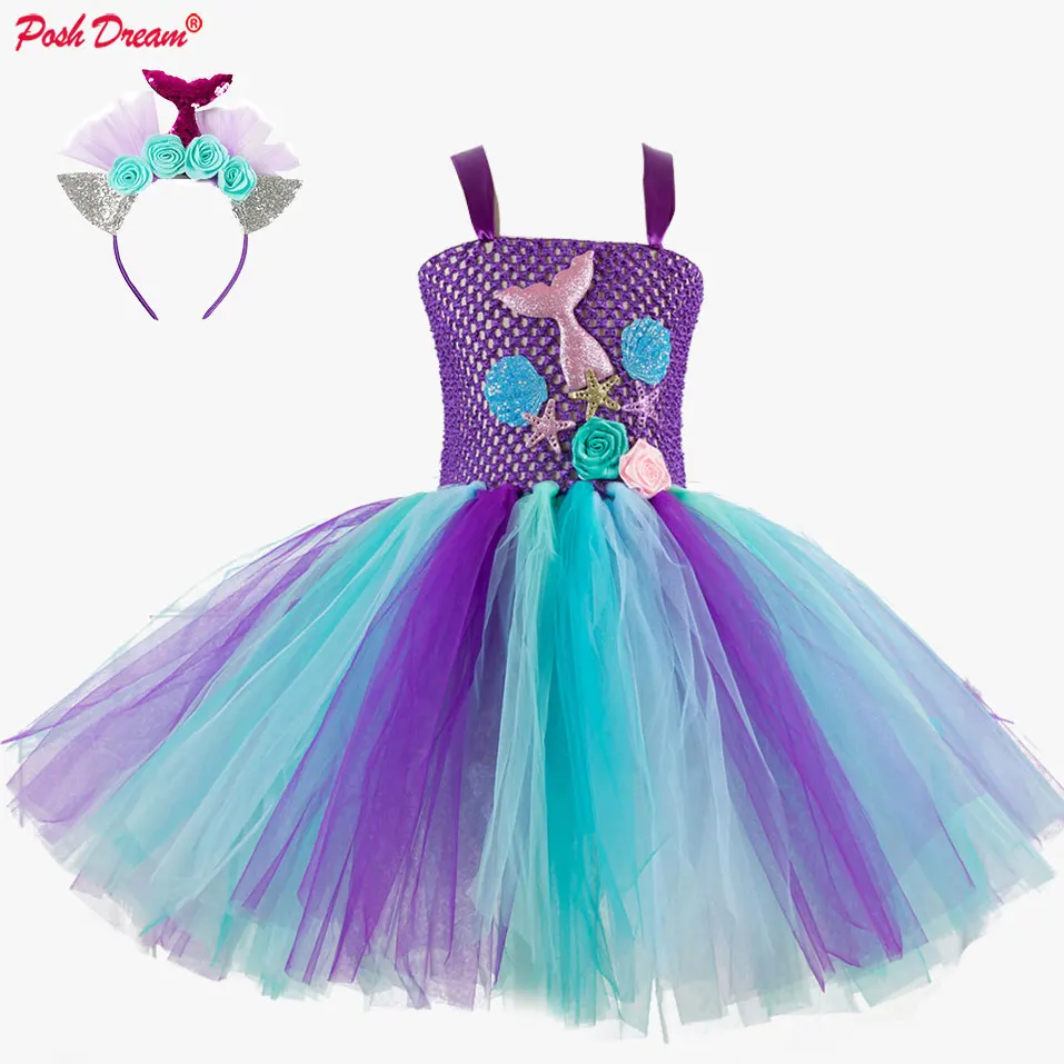 Children Clothes Little Mermaid Fancy Kid Girls Mermaid Dress Princess Mermaid Headband Cosplay Halloween Purple Party Clothes
Children Clothes Little Mermaid Fancy Kid Girls Mermaid Dress Princess Mermaid Headband Cosplay Halloween Purple Party Clothes