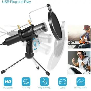 USB Condenser Microphone Tripod Stand For Game Chat Audio Recording Computer Audio Interface Sound Card Portable Audio
USB Condenser Microphone Tripod Stand For Game Chat Audio Recording Computer Audio Interface Sound Card Portable Audio
