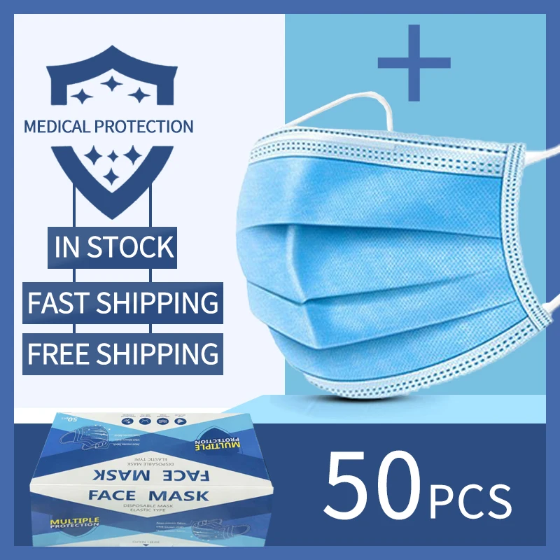 50pcs Disposable Mask 3 Layer Face Mask Anti Dust Non Woven Elastic Ear loop Mouth Face Masks Good Quality
50pcs Disposable Mask 3 Layer Face Mask Anti Dust Non Woven Elastic Ear loop Mouth Face Masks Good Quality