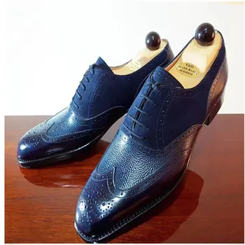 Hand-made plus-size dress shoes with pointed toes retro business men's shoes Spliced Brock men wedding shoes zapatos de hombre
Hand-made plus-size dress shoes with pointed toes retro business men's shoes Spliced Brock men wedding shoes zapatos de hombre