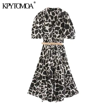 KPYTOMOA Women 2020 Chic Fashion Animal Print With Belt Midi Dress Vintage Short Sleeve Ruffled Female Dresses Vestidos Mujer
KPYTOMOA Women 2020 Chic Fashion Animal Print With Belt Midi Dress Vintage Short Sleeve Ruffled Female Dresses Vestidos Mujer