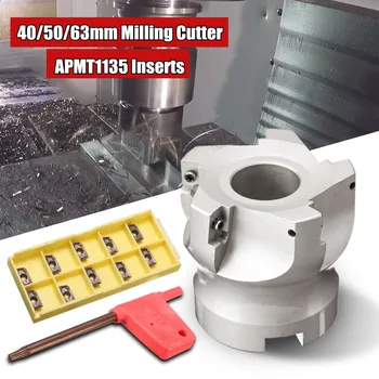 WOLIKE 40mm/50mm/63mm Face Mill CNC Milling Cutter Head + 10x APMT1135 Carbide Inserts 40CrMo Carbide Alloy
WOLIKE 40mm/50mm/63mm Face Mill CNC Milling Cutter Head + 10x APMT1135 Carbide Inserts 40CrMo Carbide Alloy