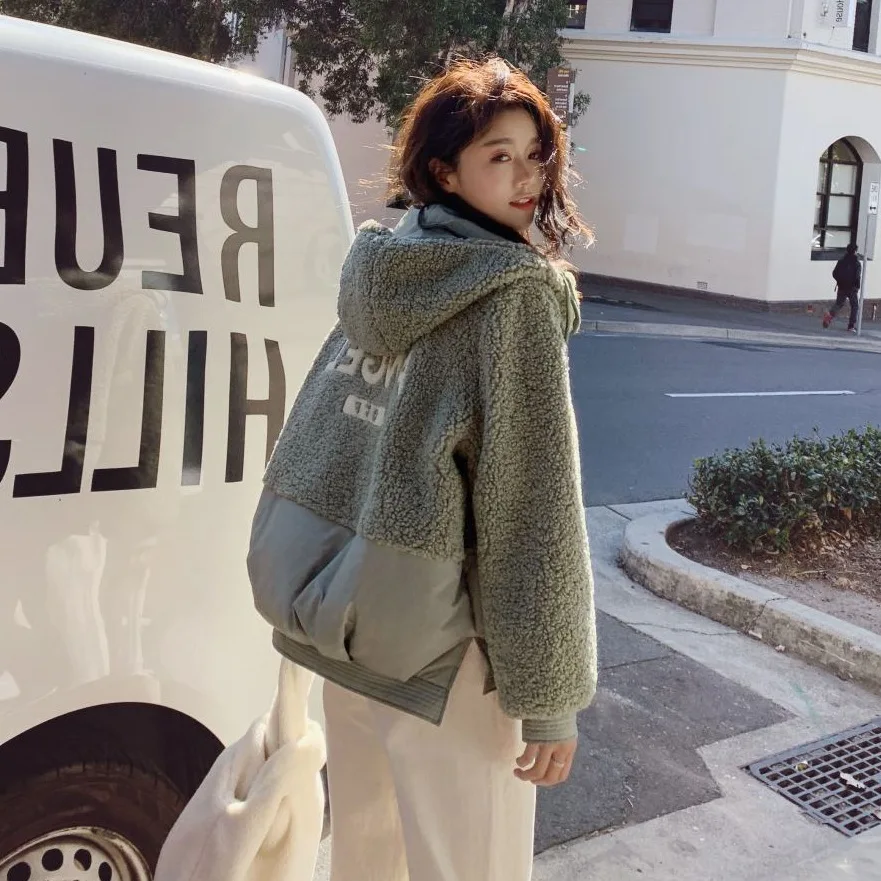 Photo Shoot Main Push CHIC Simple-Style Lettered Lambs Wool Four Colors Loose-Fit Hooded Joint Mock Two-Piece Cotton Overcoat Wo
Photo Shoot Main Push CHIC Simple-Style Lettered Lambs Wool Four Colors Loose-Fit Hooded Joint Mock Two-Piece Cotton Overcoat Wo