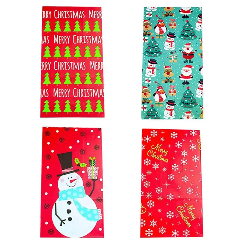 2 pcs snowflake merry christmas paper bag snowman