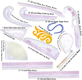 Nonvor Practical Fashion Ruler Set Design Ruler- Sewing Pattern Making Tools with Stitching Wheel Tool for Designing Patterns
Nonvor Practical Fashion Ruler Set Design Ruler- Sewing Pattern Making Tools with Stitching Wheel Tool for Designing Patterns