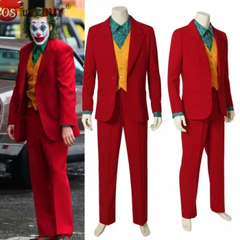 CostumeBuy 2019 Joker Arthur Fleck Cosplay Batman Joker Red Suit Full Costume Fancy Carnival Party Halloween Outfits Custom Made