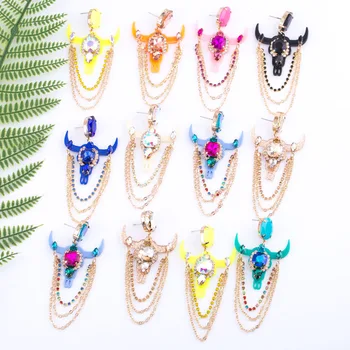 Bohemian Long chain Pendant Earrings For Women Resin Bull Head Minimalist Oorbellen Ladies Jewelry Accessories Party Gifts 
Bohemian Long chain Pendant Earrings For Women Resin Bull Head Minimalist Oorbellen Ladies Jewelry Accessories Party Gifts