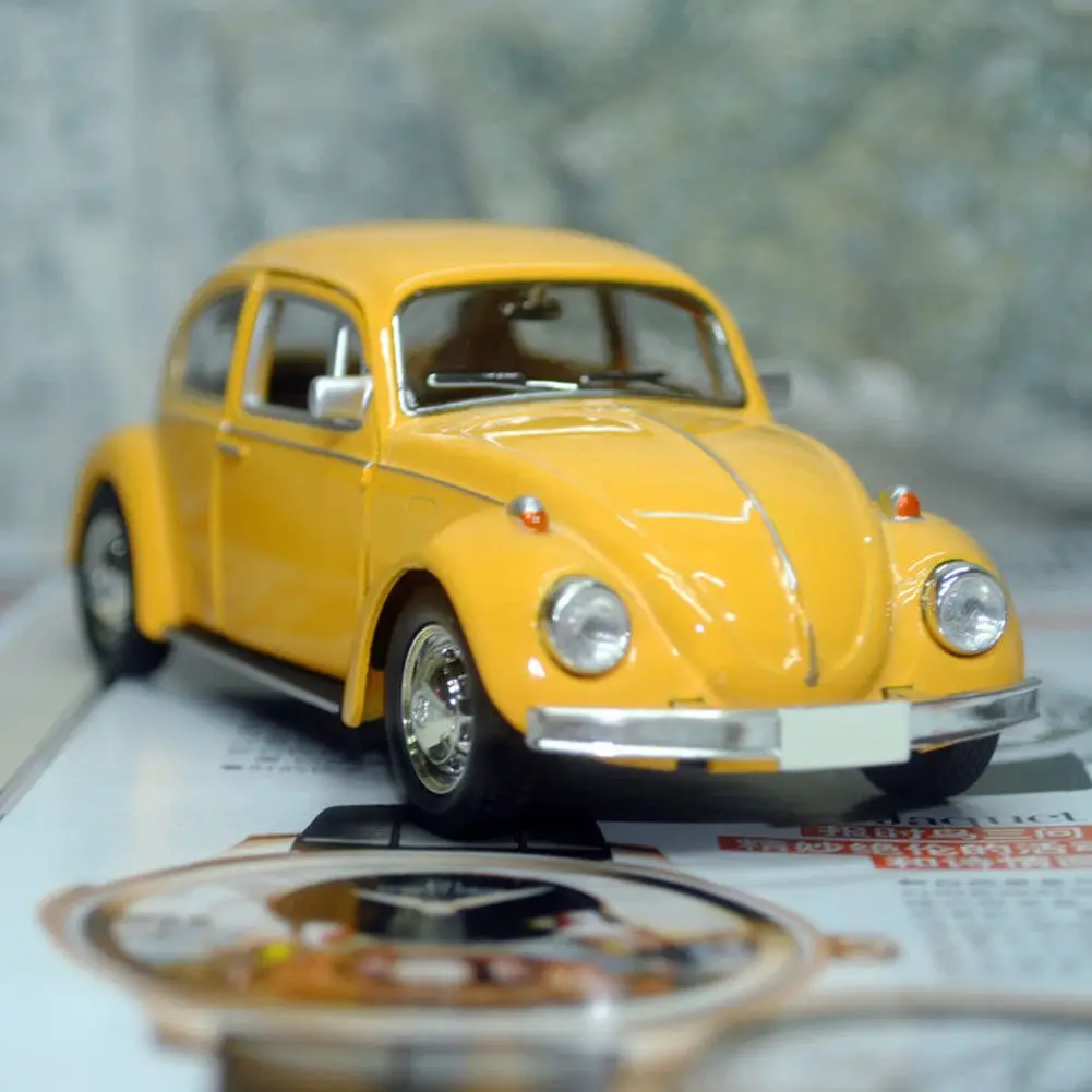 Retro Vintage Car Model Beetle Diecast Pull Back Toy For Gift Decor Cute Figurines Miniatures