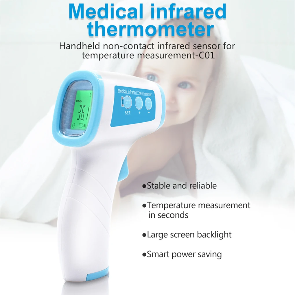 Forehead Infrared Non-contact Digital Thermometer LCD Screen Display Body Temperature Handheld Measuring Tool
Forehead Infrared Non-contact Digital Thermometer LCD Screen Display Body Temperature Handheld Measuring Tool