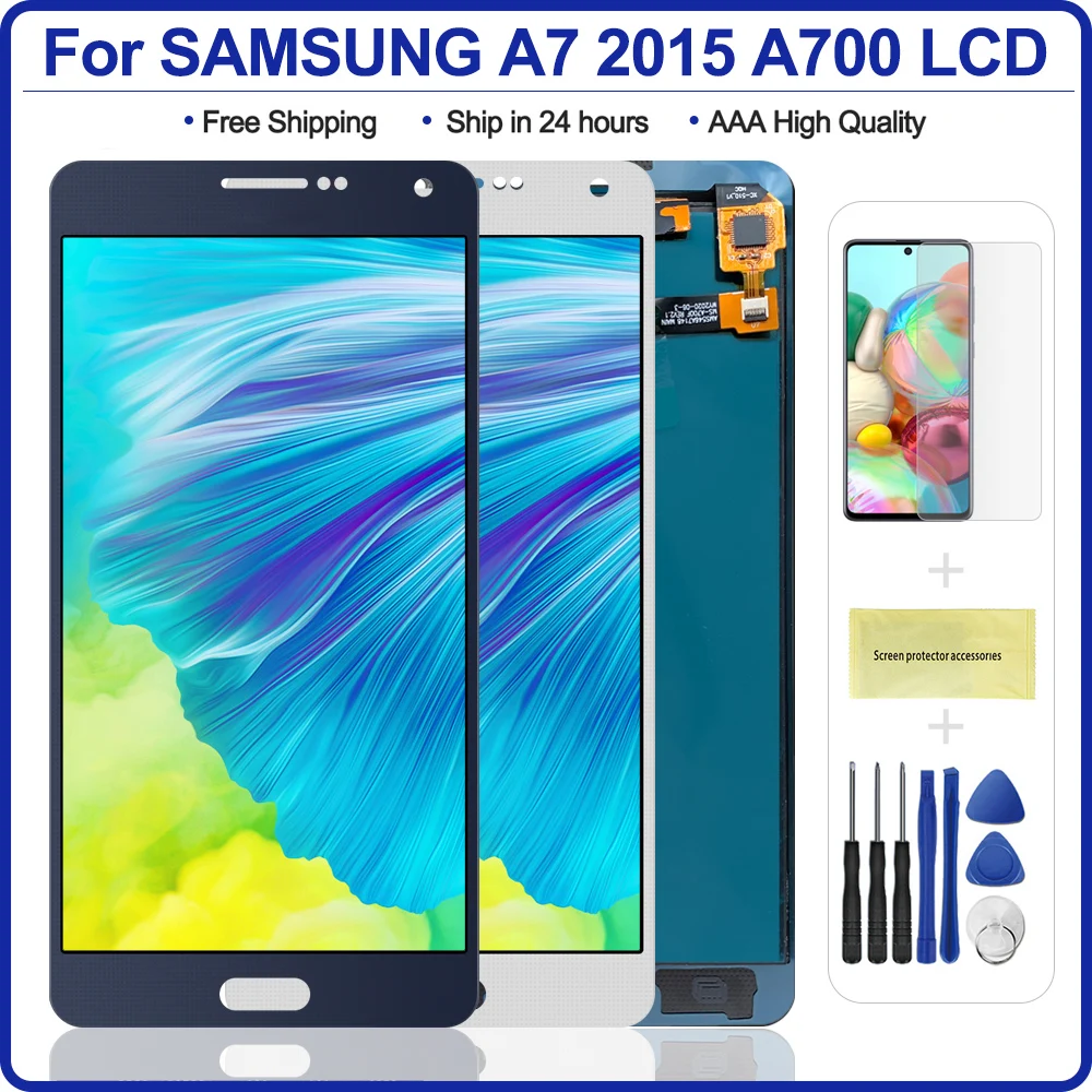 100% тест ЖК дисплей для Samsung Galaxy A7 2015 A700 A700F A700FD A7000 сенсорный экран дигитайзер