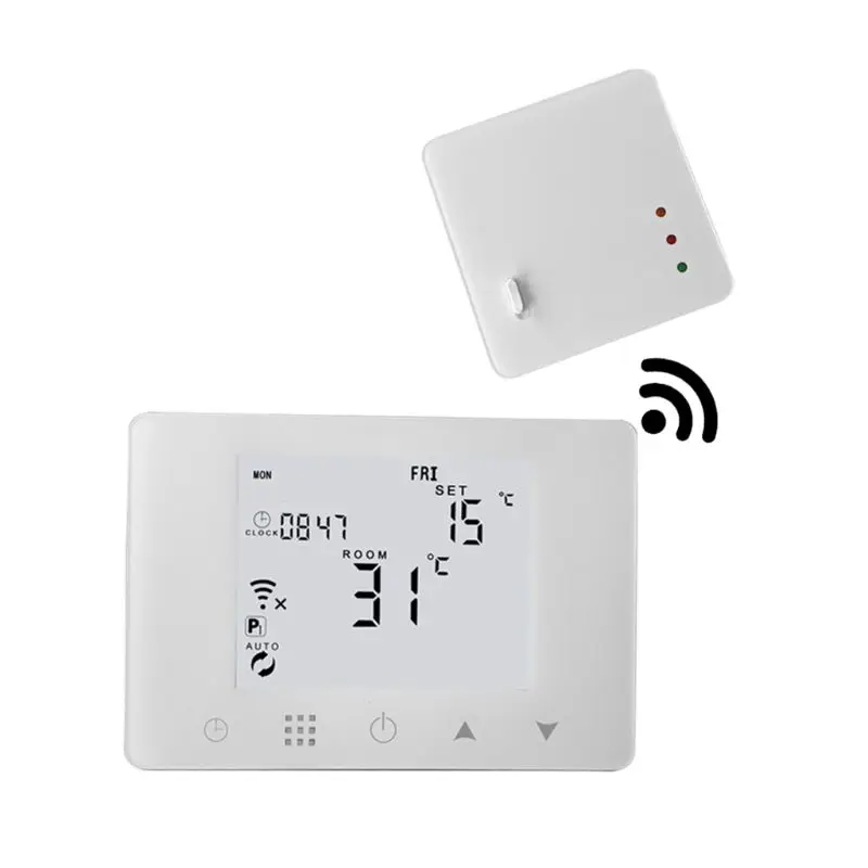 WiFi & RF Wireless Room Thermostat Wall-hung Gas Boiler Heating Remote Control Temperature Controller for Alexa & Google home
WiFi & RF Wireless Room Thermostat Wall-hung Gas Boiler Heating Remote Control Temperature Controller for Alexa & Google home