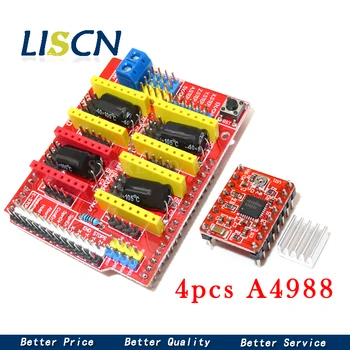 cnc shield v3 engraving machine / 3D Printer / + 4pcs A4988 driver expansion board for Arduino
cnc shield v3 engraving machine / 3D Printer / + 4pcs A4988 driver expansion board for Arduino