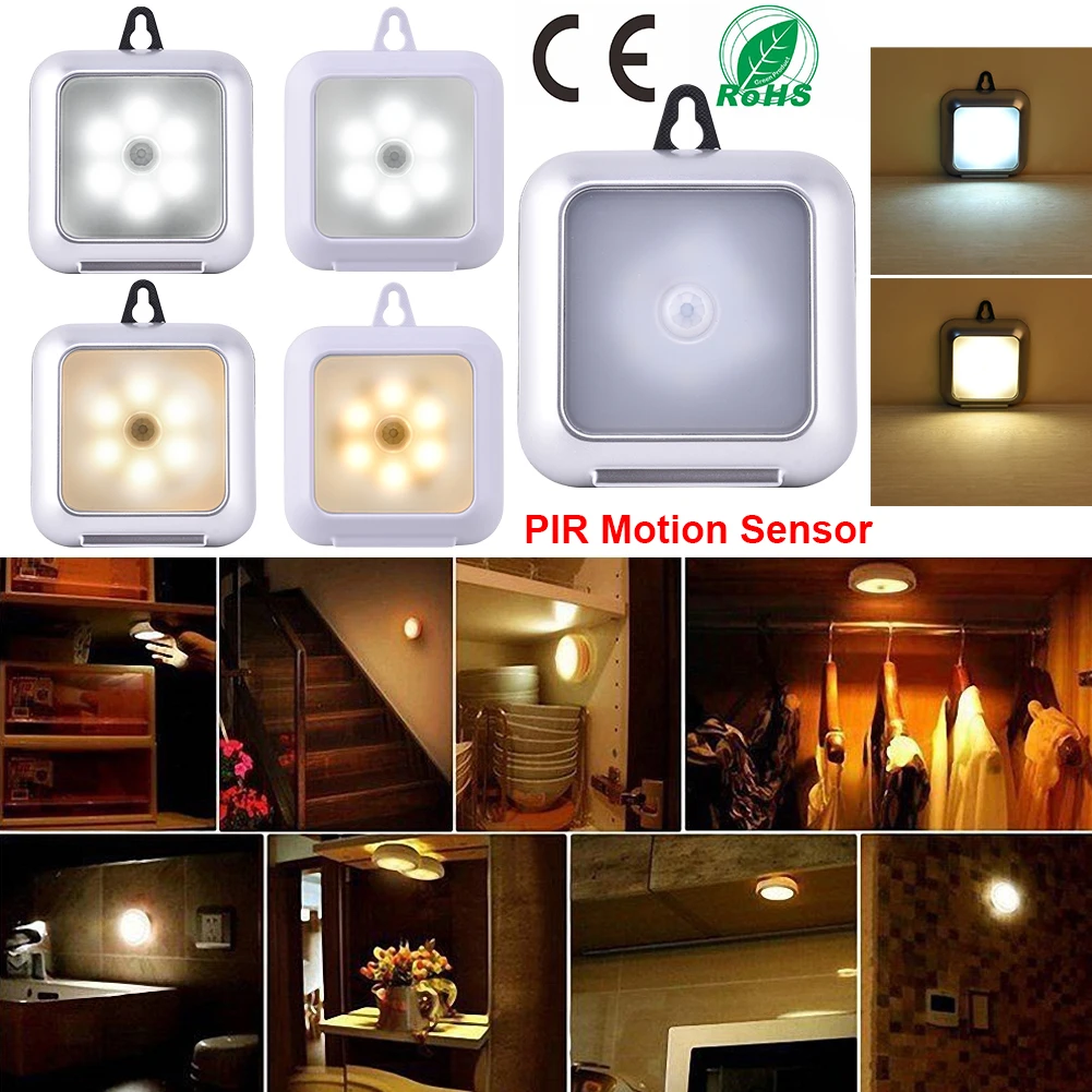 Portable Ultra Slim Square LED Night light With Hook PIR Motion Sensor LED Cabinet Light Wardrobe Light Wall lamp 6LEDs D35
Portable Ultra Slim Square LED Night light With Hook PIR Motion Sensor LED Cabinet Light Wardrobe Light Wall lamp 6LEDs D35