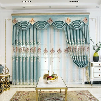 American luxury villa embroidered curtains for bedroom curtains high quality blue chenille curtains for living room hotel
American luxury villa embroidered curtains for bedroom curtains high quality blue chenille curtains for living room hotel