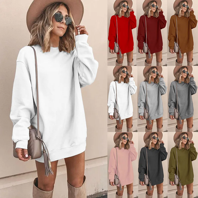 9 Color Women Casual Solid Color Sports Sweatshirt Long Sleeve Autumn Winter Casual Round neck mid-length dress
9 Color Women Casual Solid Color Sports Sweatshirt Long Sleeve Autumn Winter Casual Round neck mid-length dress