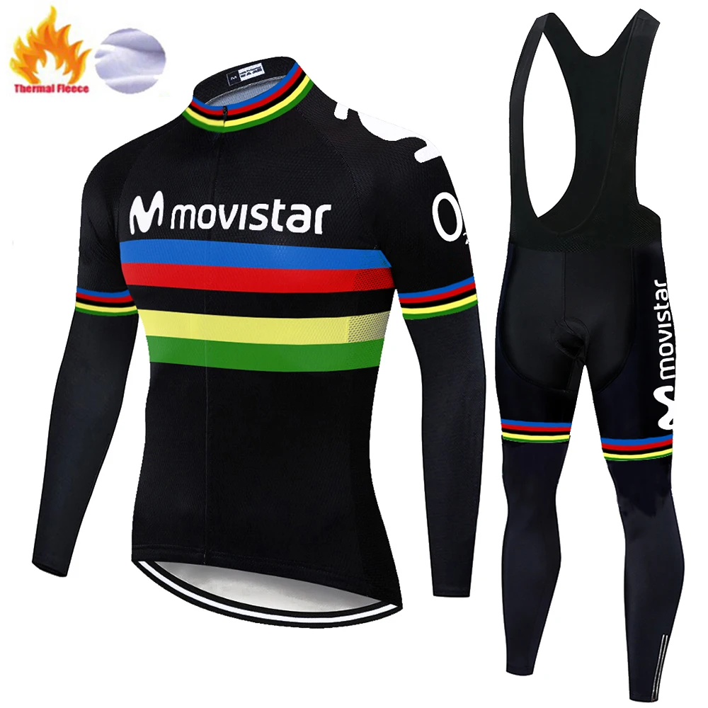 2019 12D гелевая команда с длинными рукавами maillot movistar Велоспорт Джерси Зимняя