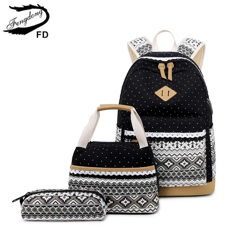 Fengdong 3pcs/set kids ethnic dots canvas backpack school bags for teenage girls pencil book bag set student backpack lunch bag
Fengdong 3pcs/set kids ethnic dots canvas backpack school bags for teenage girls pencil book bag set student backpack lunch bag