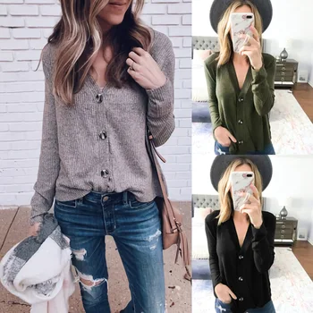 Women V Neck Buttons Cardigan Sweater Autumn Spring Single Regular Long Sleeve Fashion Knitted Sweaters Female Tops Coat
Women V Neck Buttons Cardigan Sweater Autumn Spring Single Regular Long Sleeve Fashion Knitted Sweaters Female Tops Coat