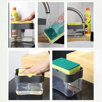 Magic 2-In-1 Soap Pump Cleaner Tools Cleaning Sponge Tableware Clean Pan Pot Dispenser with Sponge Liquid Dispenser Container
Magic 2-In-1 Soap Pump Cleaner Tools Cleaning Sponge Tableware Clean Pan Pot Dispenser with Sponge Liquid Dispenser Container