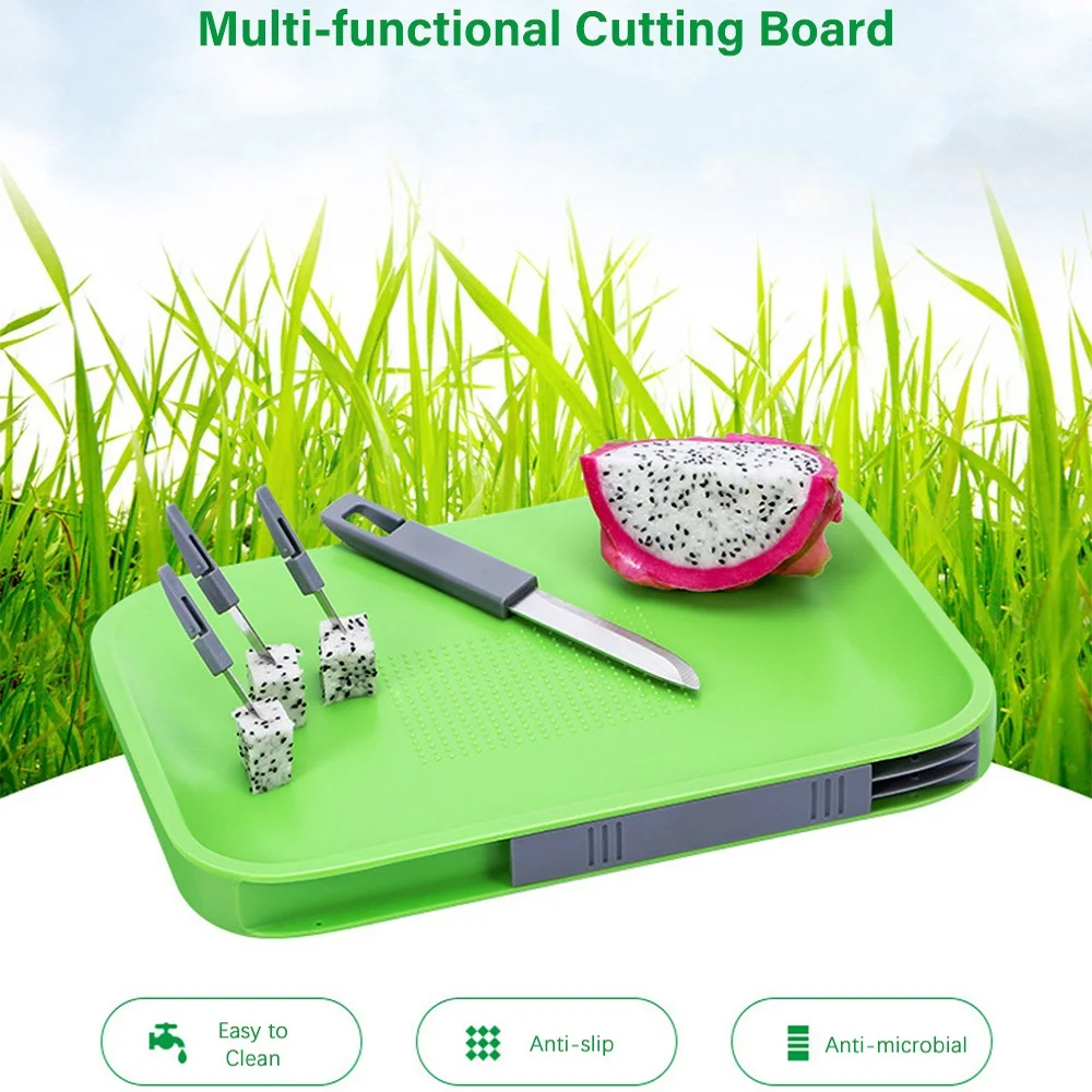 Multi-Functional Household Cutting Board Drain Chopping Block With 1pcs Knives And 3pcs Forks Fruit Vegetable Chopping Blocks
Multi-Functional Household Cutting Board Drain Chopping Block With 1pcs Knives And 3pcs Forks Fruit Vegetable Chopping Blocks