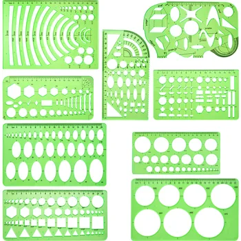 9pcs Geometric Rulers Drawings Templates Measuring Clear Green Rulers School Office Supplies
9pcs Geometric Rulers Drawings Templates Measuring Clear Green Rulers School Office Supplies