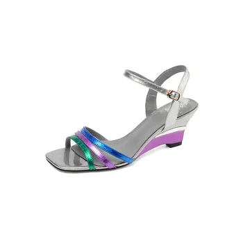 Fashion Women Sandals mixed colors Cow Leather Buckle Open Toe Wedges High Heel Shoes Comfortable Pumps Size33-43
Fashion Women Sandals mixed colors Cow Leather Buckle Open Toe Wedges High Heel Shoes Comfortable Pumps Size33-43