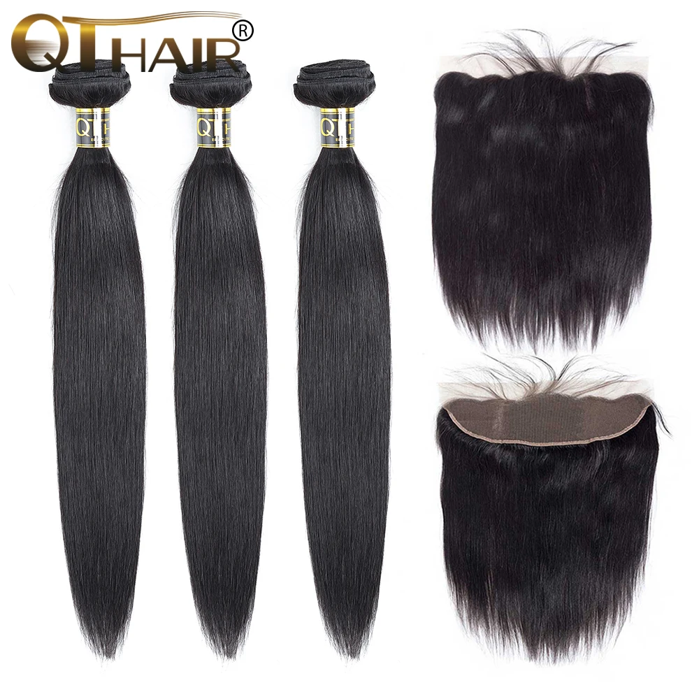 QT Human Hair Bundles With Frontal Closure 13x4 Straight Brazilian Hair 3 bundles With Frontal Remy Hair Extension
QT Human Hair Bundles With Frontal Closure 13x4 Straight Brazilian Hair 3 bundles With Frontal Remy Hair Extension