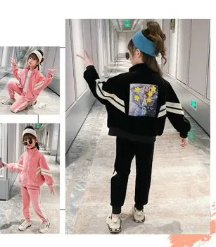 

Kids Sports Suit for Girls Velour Tracksuit 4 6 8 10 12 Years Letter Long Sleeve Girl Sweatsuit Autumn Winter Teen Clothing Set