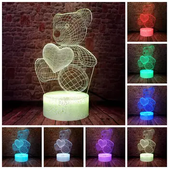 Luminous LOVE Bear Animal Figure Model 3D Illusion LED Nightlight Colorful Changing Desk Light Light-up Toys for Children gift
Luminous LOVE Bear Animal Figure Model 3D Illusion LED Nightlight Colorful Changing Desk Light Light-up Toys for Children gift