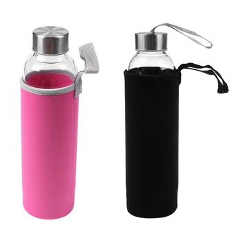 2x Glass Sport Water Bottle with Tea Filter Infuser Protective Bag 550Ml Black & Pink
2x Glass Sport Water Bottle with Tea Filter Infuser Protective Bag 550Ml Black & Pink