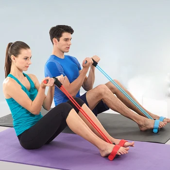 Home Exerciser Rower Belly Resistance Band 4 Resistanc Elastic Pull Ropes Gym Sport Training Elastic Bands Fitness Pedal Puller