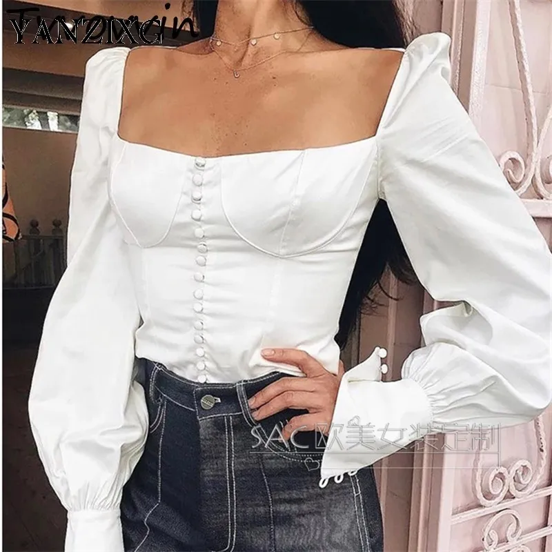 2019 Women Square Collar Backless Long Lantern Sleeve Lace-up Bow Shirt Button Spring Summer Sexy Tops Z498
2019 Women Square Collar Backless Long Lantern Sleeve Lace-up Bow Shirt Button Spring Summer Sexy Tops Z498