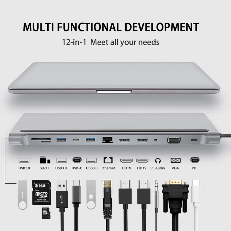 12-in-1 Expansion Dock USB3.1 Type-c To Dual HDMI Screen Display Smart Docking Station Aluminum Alloy Converter
12-in-1 Expansion Dock USB3.1 Type-c To Dual HDMI Screen Display Smart Docking Station Aluminum Alloy Converter