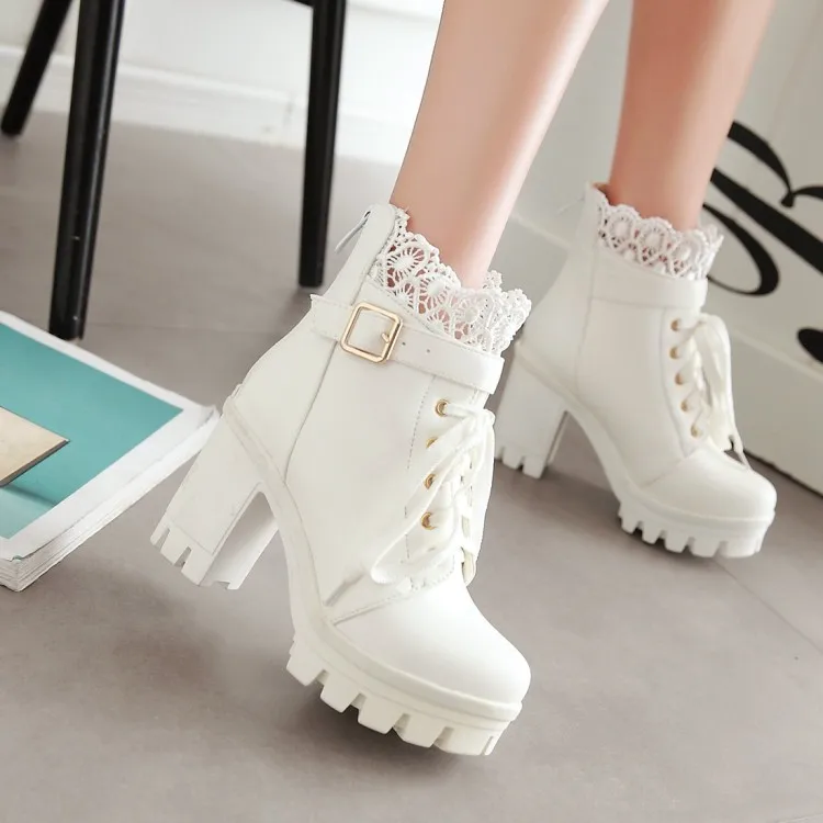 heel 9cm winter pattern High-heeled Coarse heel Martin boots Frenulum Waterproof Thick bottom Large code white Women Boots 34-43
heel 9cm winter pattern High-heeled Coarse heel Martin boots Frenulum Waterproof Thick bottom Large code white Women Boots 34-43