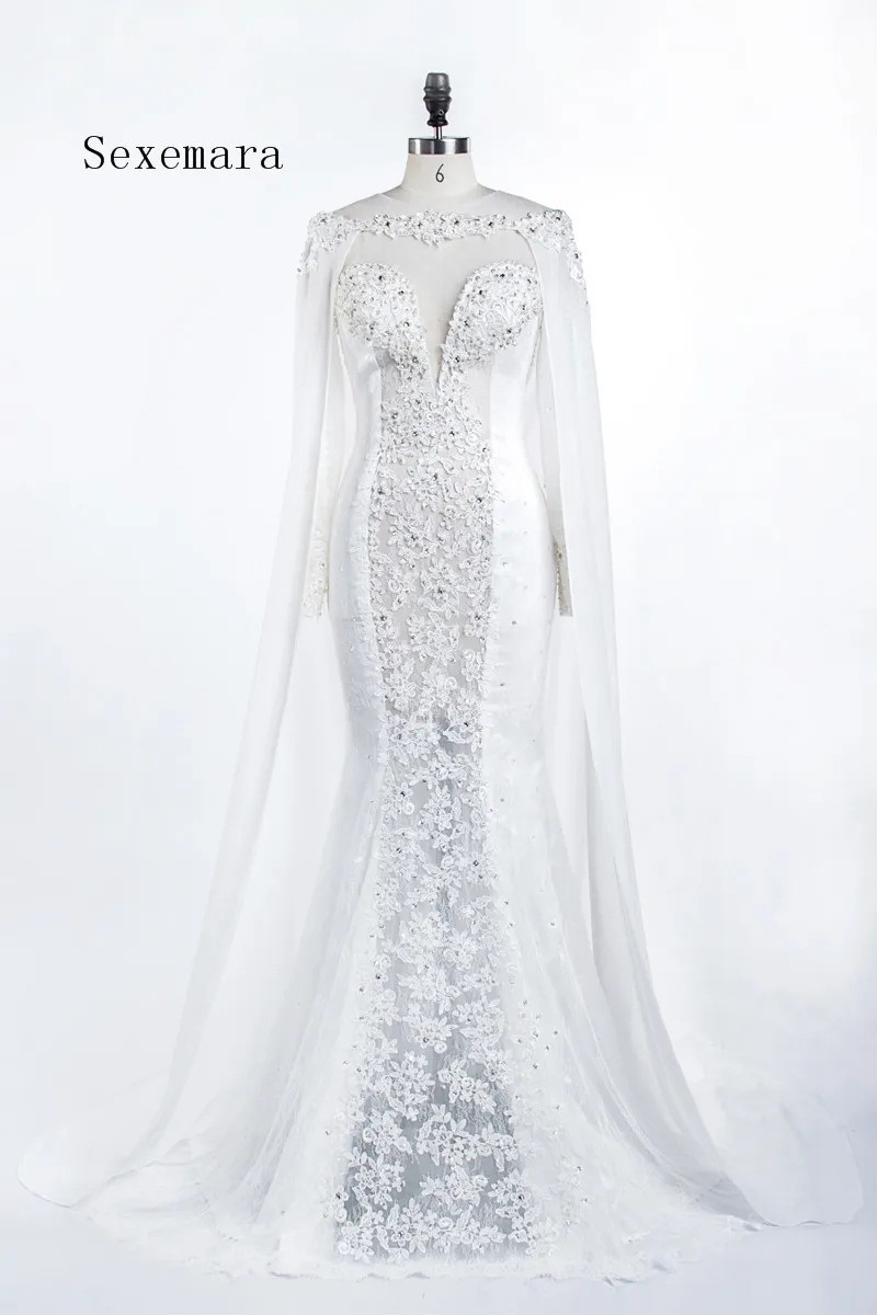 Lace Luxury Pearls See Through Beidal Gowns with jacket 2020 Long sleeve Vestido De Noiva mermaid Mother of the Bride Dresses
Lace Luxury Pearls See Through Beidal Gowns with jacket 2020 Long sleeve Vestido De Noiva mermaid Mother of the Bride Dresses