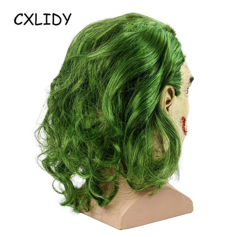 Movie Mask for Face The Dark Cosplay Horror Scary Clown Mask with Green Hair Wig Halloween Latex Mask Halloween Party Masks (5)