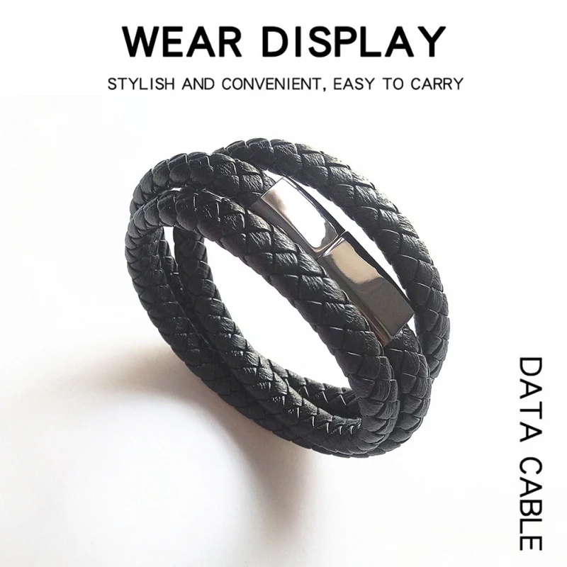 Portable Leather Type-C/8Pin/Micro USB Bracelet Charger Data Charging Cable 60cm Sync Cord for iPhone X 8 for Samsung S9 S8
Portable Leather Type-C/8Pin/Micro USB Bracelet Charger Data Charging Cable 60cm Sync Cord for iPhone X 8 for Samsung S9 S8