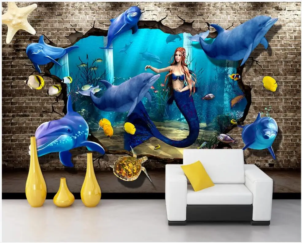Custom photo 3d wallpaper Ocean World Dolphin Turtle Mermaid Brick Wall room home decor 3d wall murals wallpaper for walls 3 d
Custom photo 3d wallpaper Ocean World Dolphin Turtle Mermaid Brick Wall room home decor 3d wall murals wallpaper for walls 3 d