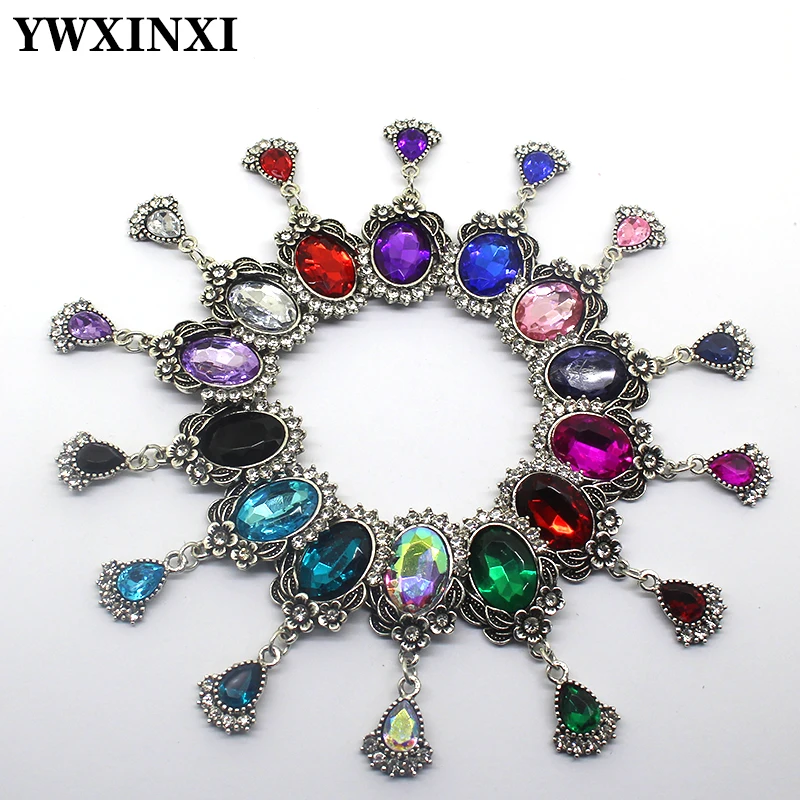 

YWXINXI 10Pcs new alloy flat-bottom rhinestone brooch, used for romantic wedding wedding wine bottle bow decoration accessories