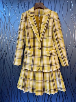 2020 Early Autumn New Women Business Suit Collar Symmetrical Pocket Plaid Suit + Overskirt Suit 805
2020 Early Autumn New Women Business Suit Collar Symmetrical Pocket Plaid Suit + Overskirt Suit 805