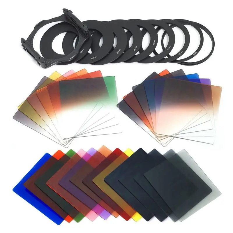 24pcs Square Full + Graduated Filter Set + 9 Size Adapter Ring Filter Holder for cokin p series LF78
24pcs Square Full + Graduated Filter Set + 9 Size Adapter Ring Filter Holder for cokin p series LF78