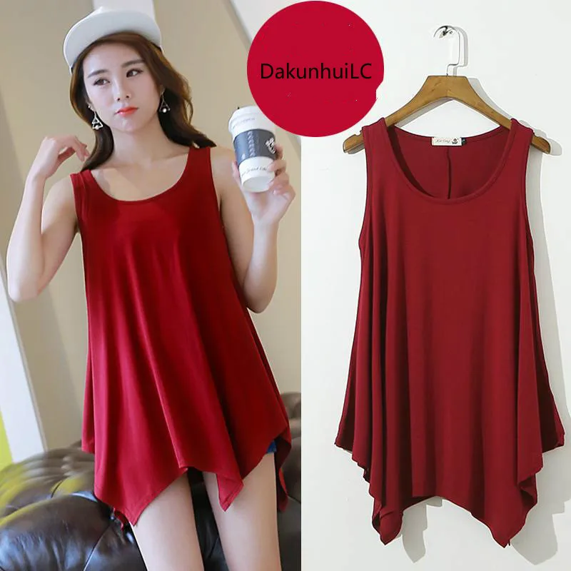 Plus size Women Sleeveless Irregular Tank tops Modal Cotton Midi Summer T shirt 
Plus size Women Sleeveless Irregular Tank tops Modal Cotton Midi Summer T shirt