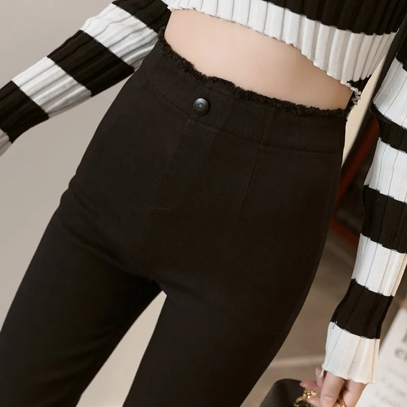 Black Waist Raw Edge Design Plus Fertilizer XL Tights Pencil Pants Irregular One Button Buckle Pants
Black Waist Raw Edge Design Plus Fertilizer XL Tights Pencil Pants Irregular One Button Buckle Pants