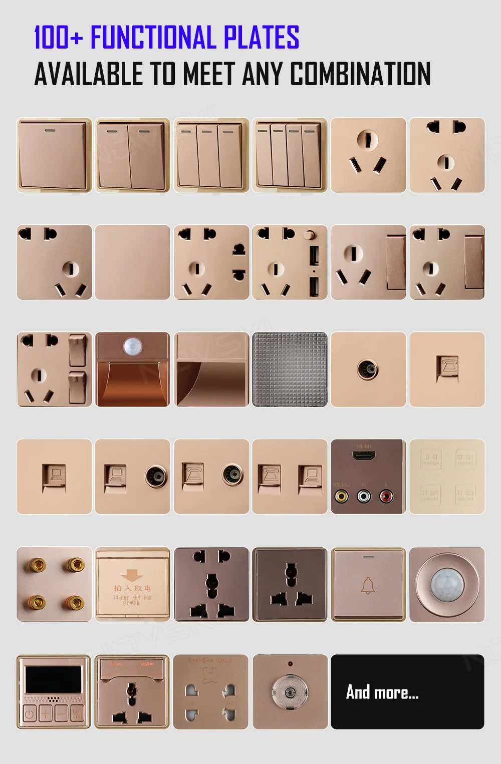 Generic 146 EU Standard DIY Switch Socket Double Frame, Schuko Plug