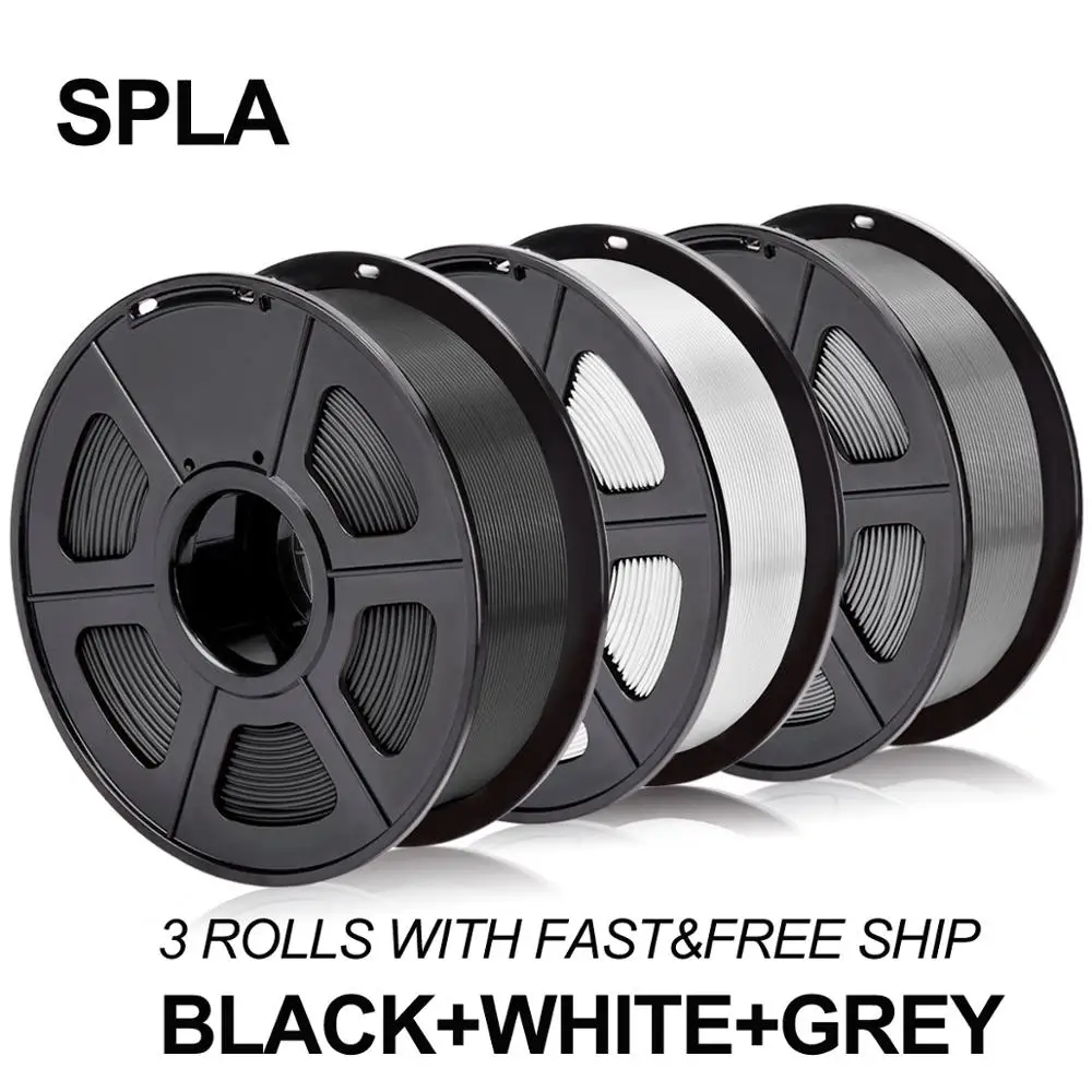 SPLA Filament 1.75mm 1KG of 1 or 3 Rolls Like PLA filament For Most FDM 3D Printer with Vacuum packing and Hight Quality.
SPLA Filament 1.75mm 1KG of 1 or 3 Rolls Like PLA filament For Most FDM 3D Printer with Vacuum packing and Hight Quality.
